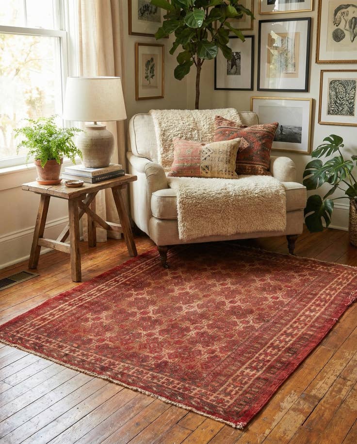 Detail image of 3' 3 x 3' 9 Hand Knotted Ultra Vintage Persian Wool Rug