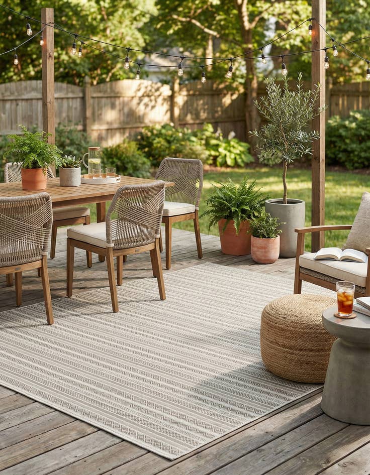 Detail image of 7' 10 x 11'  Washable Striped Indoor / Outdoor Rug