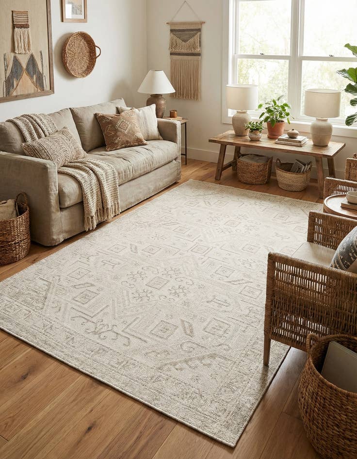 Detail image of 6' x 9'  Washable Aztec Indoor / Outdoor Rug