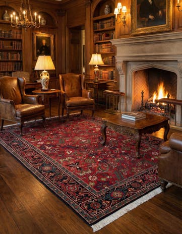 6' 2 x 8' 8 Hand Knotted Hamedan Wool Rug
