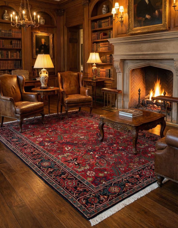 Detail image of 6' 2 x 8' 8  Hand Knotted Hamedan Wool Rug