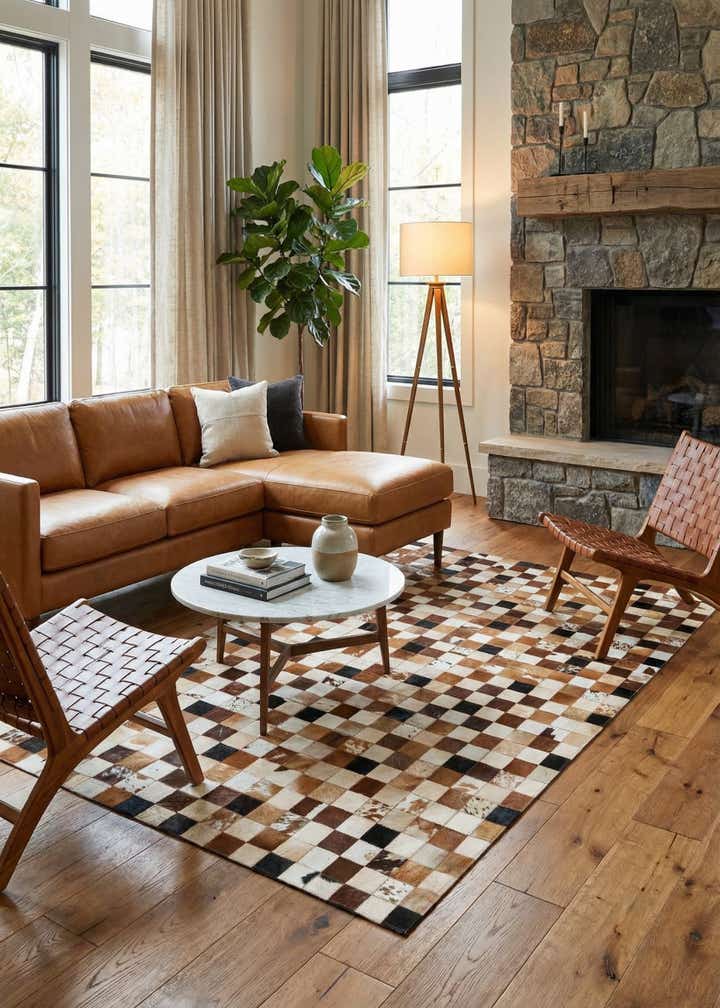 5' x 8' 1 Cowhide Leather Rug
