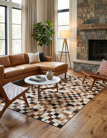 5' x 8' 1 Cowhide Leather Rug