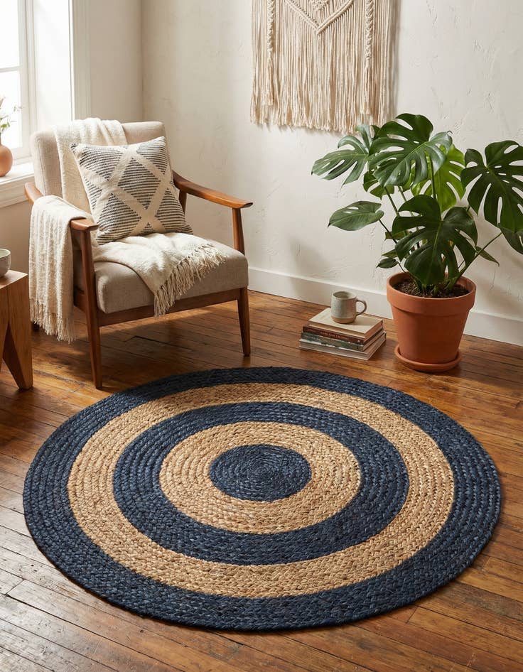 Detail image of 3' 3 x 3' 3  Hand Braided Jute Round Rug