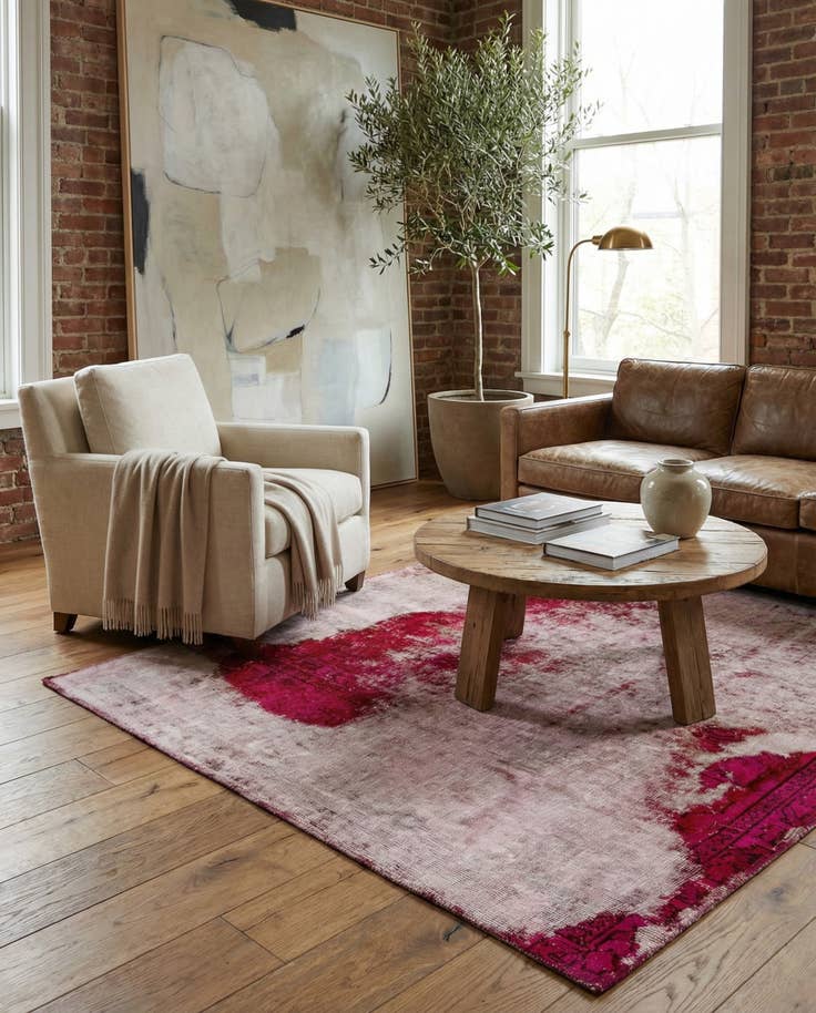 Detail image of 4' 4 x 4' 10 Hand Knotted Ultra Vintage Persian Wool Square Rug