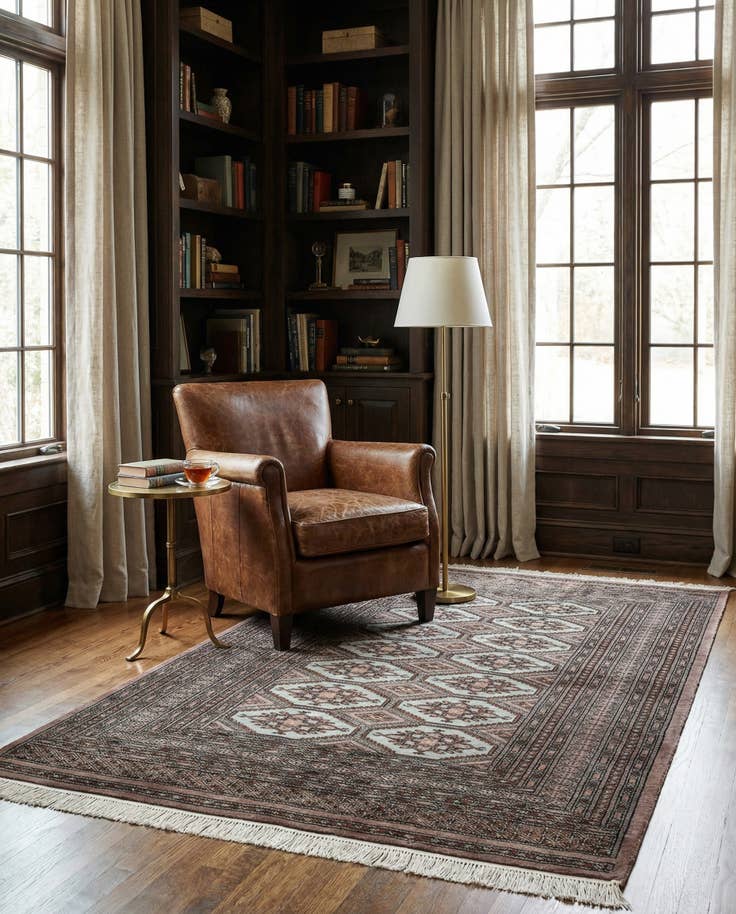 Detail image of 4' 3 x 6' 5 Hand Knotted Bokhara Oriental Wool Rug