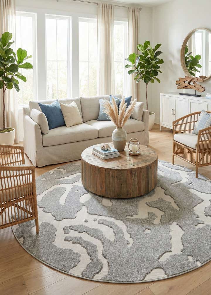7' 10 x 7' 10 Easy-Clean Sabrina Soto Indoor / Outdoor Round Rug
