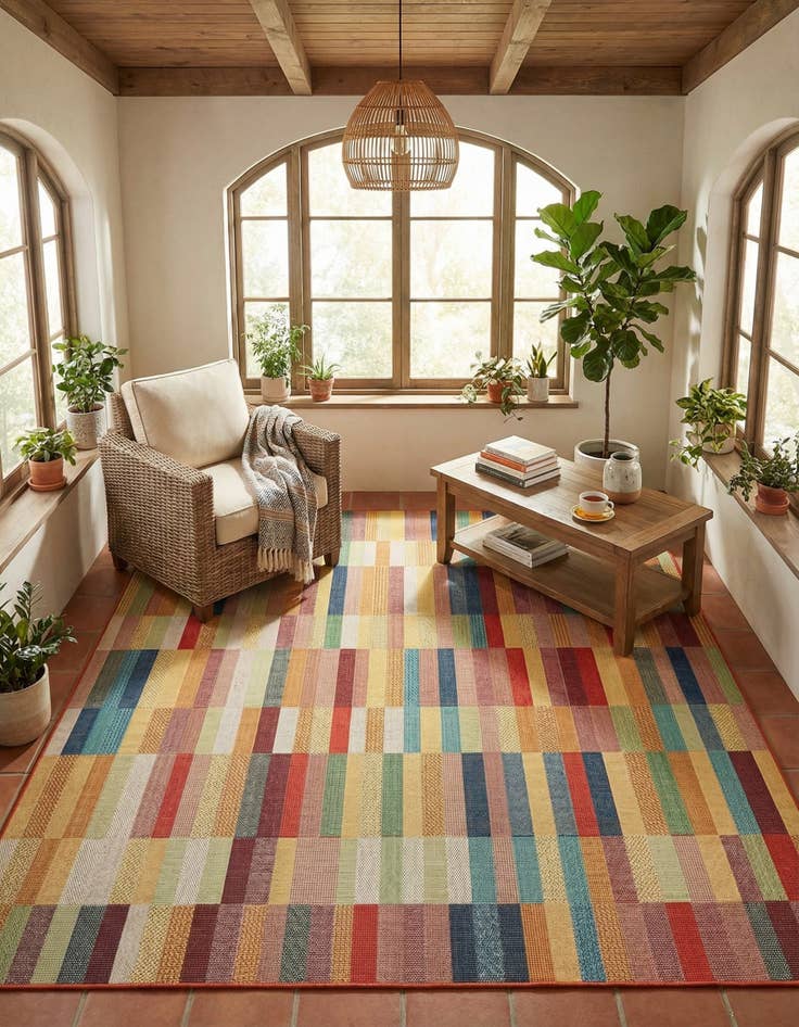 Detail image of 10' x 10' Easy-Clean Baja Indoor / Outdoor Square Rug