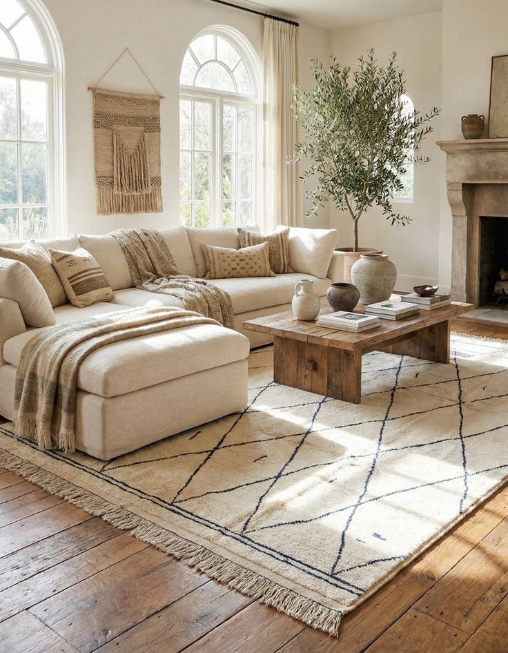 Detail image of  9' 4 x 12'  Hand Knotted Moroccan Wool Rug