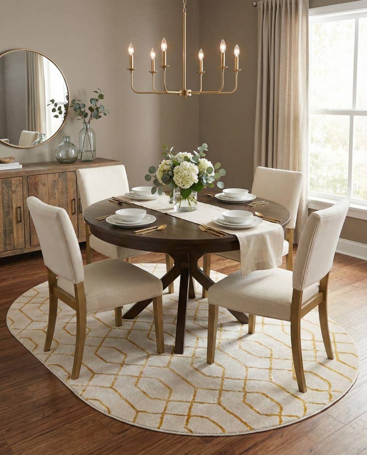 Detail image of 5' 3 x 8' Marilyn Monroe™ Glam Trellis Oval Rug