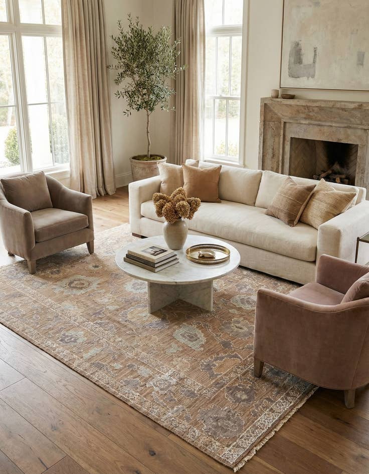 Detail image of 9' 1 x 12' 4  Hand Knotted Oushak Wool Rug