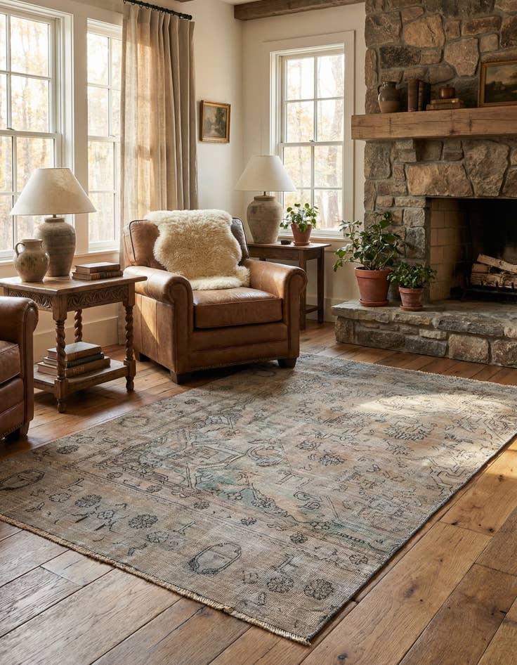 Detail image of  4' 2 x 6' 8  Hand Knotted Ultra Vintage Persian Wool Rug