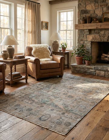4' 2 x 6' 8 Hand Knotted Ultra Vintage Persian Wool Rug