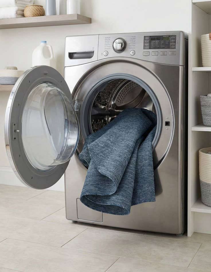 Detail image of 7' 10 x 10'  Washable Solid Indoor / Outdoor Oval Rug