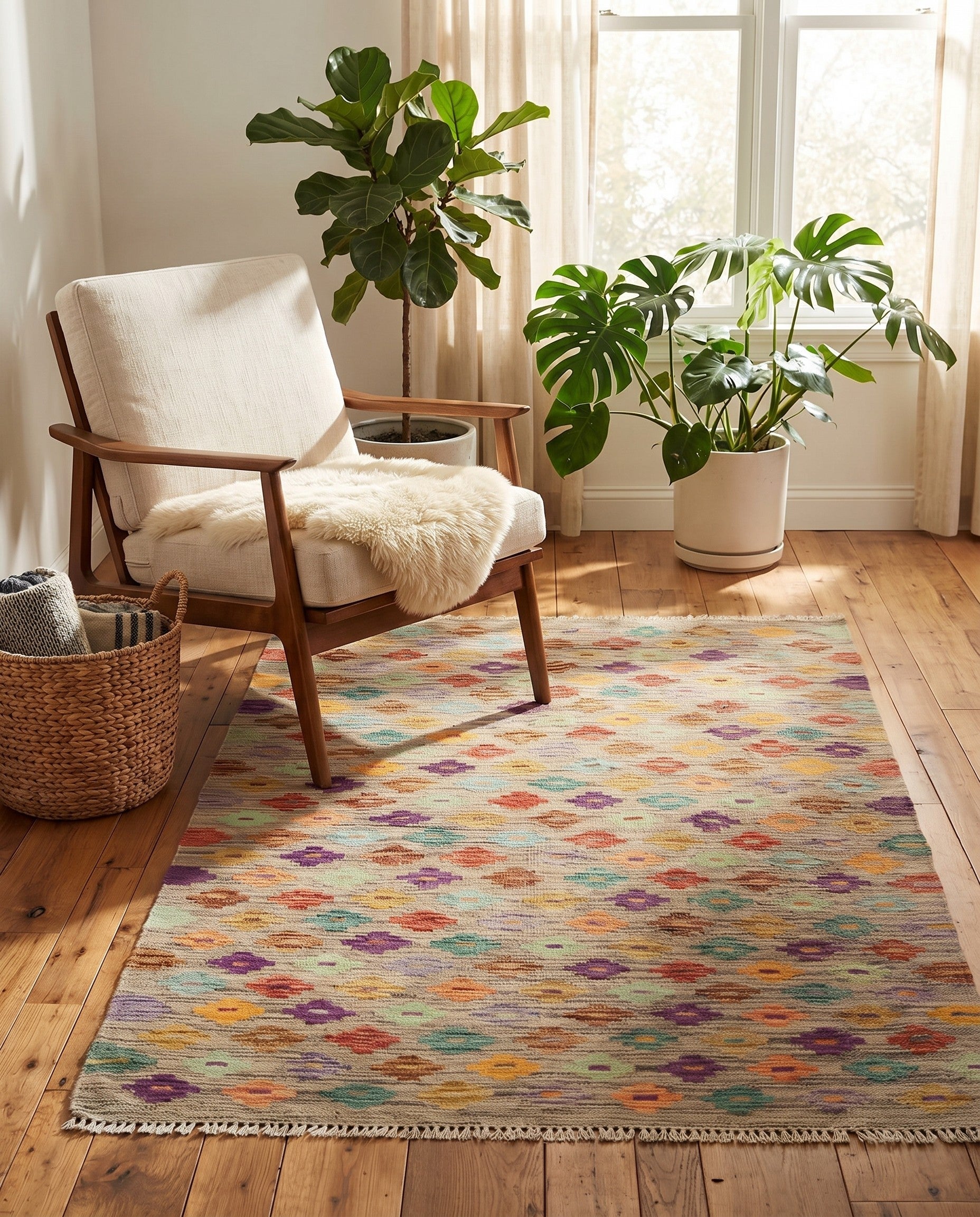 2' 10 x 4' 10 Hand Woven Kilim Modern Wool Rug