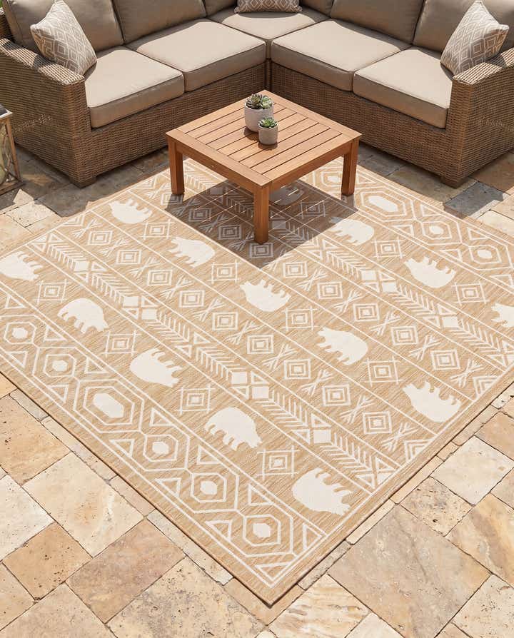 240cm x 240cm Facile à nettoyer Southwestern Tapis Intérieur / Extérieur Carré