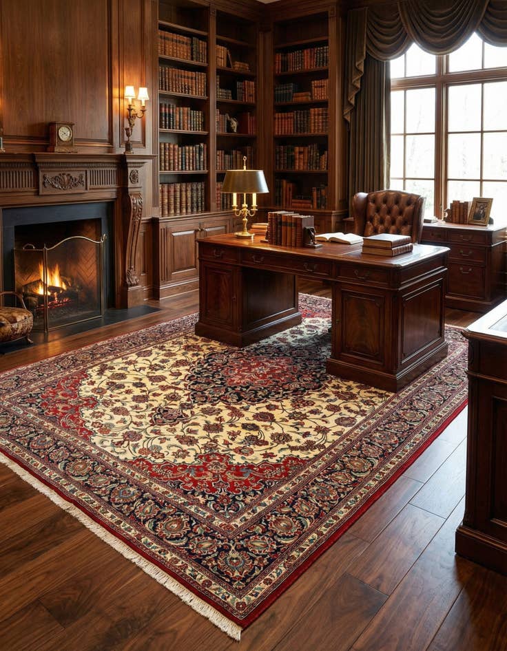 Detail image of 6' 6 x 9' 7  Hand Knotted Qom Persian Rug