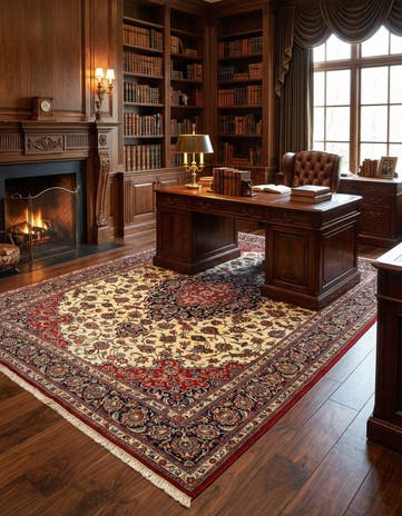 6' 6 x 9' 7 Hand Knotted Qom Persian Rug