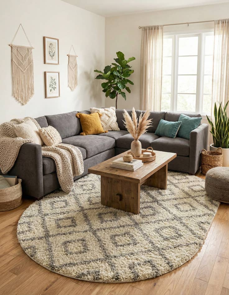 Detail image of  7' 10 x 10' Lattice Shag Oval Rug