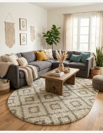 7' 10 x 10' Trellis Shag Oval Rug