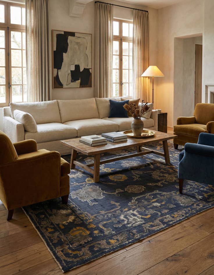 Detail image of  9' 1 x 12' 3  Hand Knotted Oushak Wool Rug