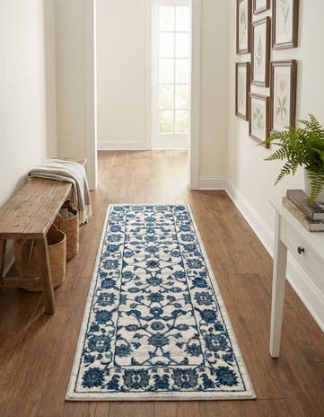 White Blue Boston Runner Rug