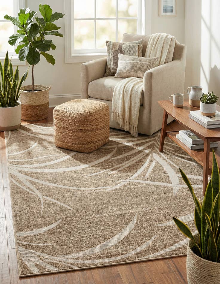 Detail image of 5' x 8'  Washable Botanical Indoor / Outdoor Rug