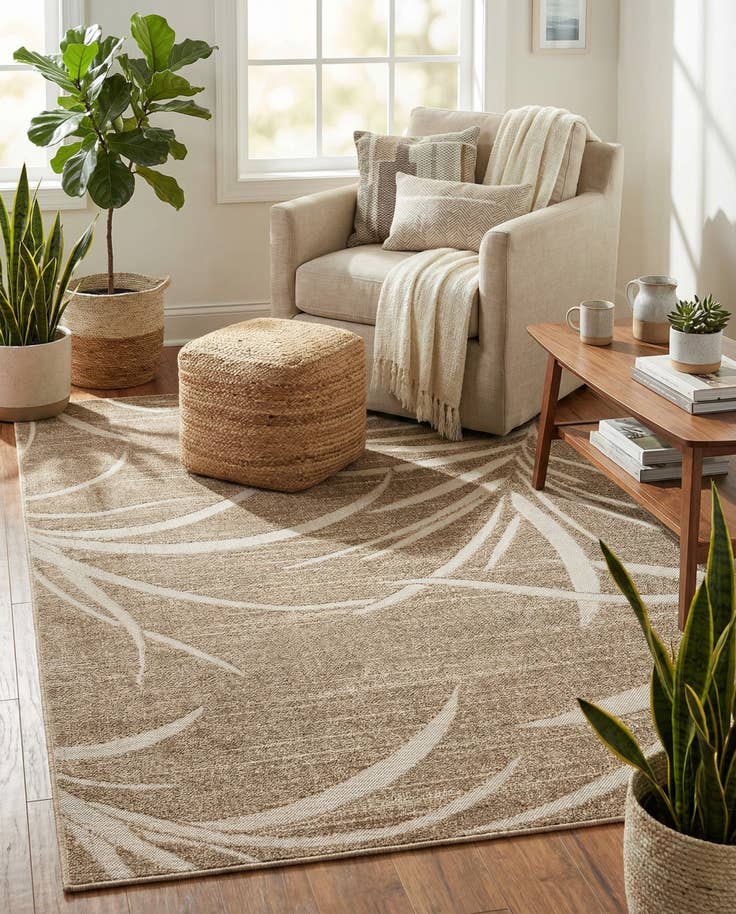 Detail image of 5' x 8' Easy-Clean Botanical Indoor / Outdoor Rug