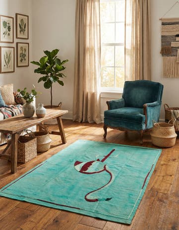 3' 6 x 4' 8 Hand Woven Kilim Suzani Wool Rug