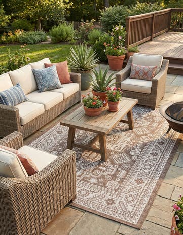 6' x 9' Easy-Clean Aztec Indoor / Outdoor Rug