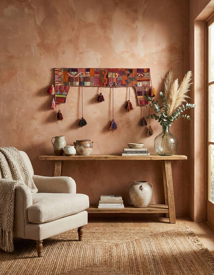 Detail image of 1' 8 x 4' 4  Hand Woven Wall Art Wool Rug