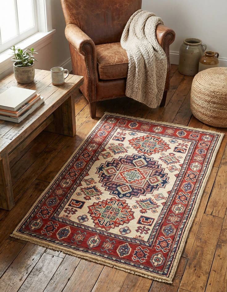 Detail image of 2' 8 x 4' 2  Hand Knotted Kazak Rug