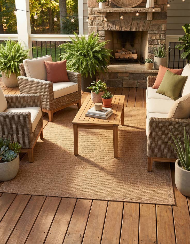 Detail image of  7' x 10'  Washable Border Indoor / Outdoor Rug