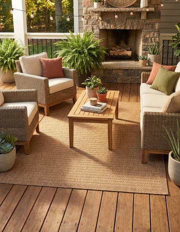 7' x 10' Easy-Clean Border Indoor / Outdoor Rug