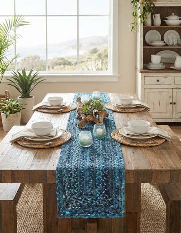 1' 2 x 10' Handmade Braided Chindi Table Runner Rug