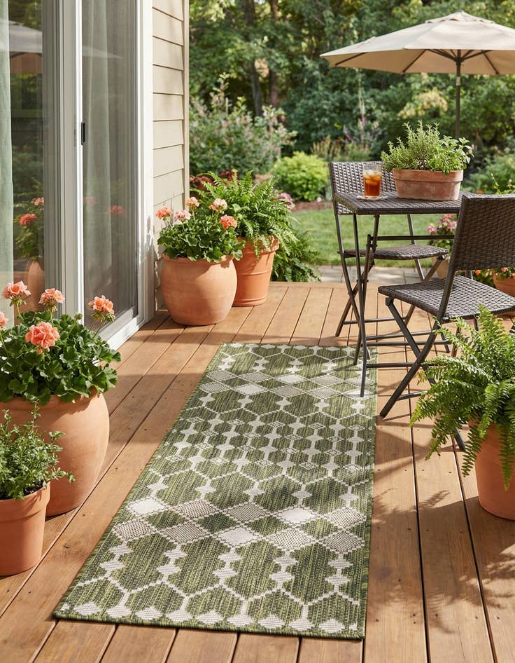 Detail image of 2' x 6'  Washable Trellis Indoor / Outdoor Runner Rug