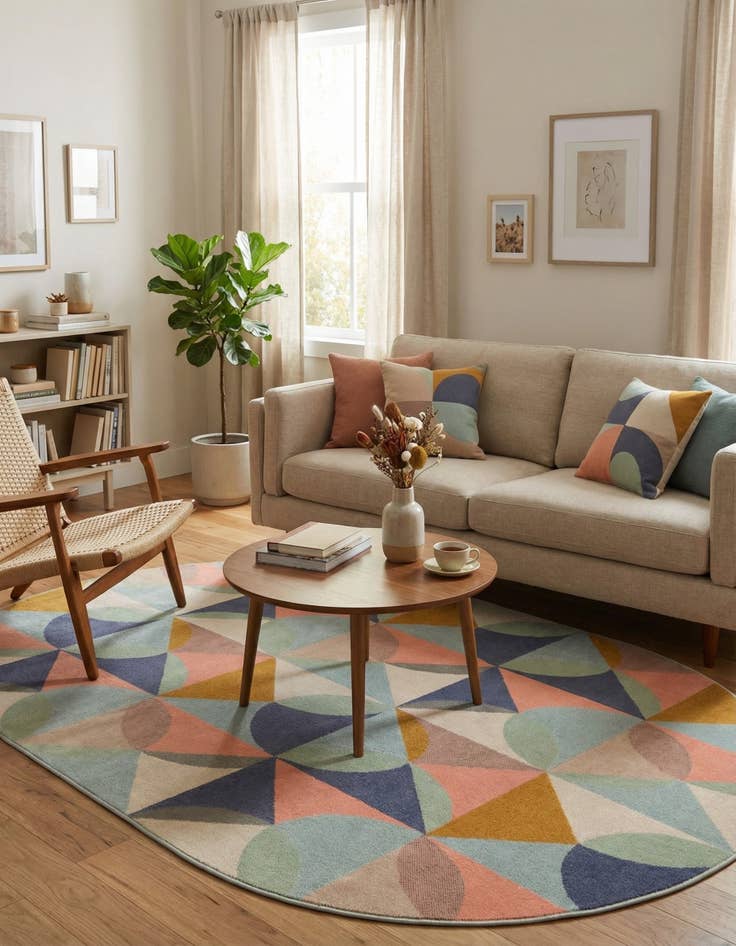 Detail image of 5' x 8' Lotus Oval Rug