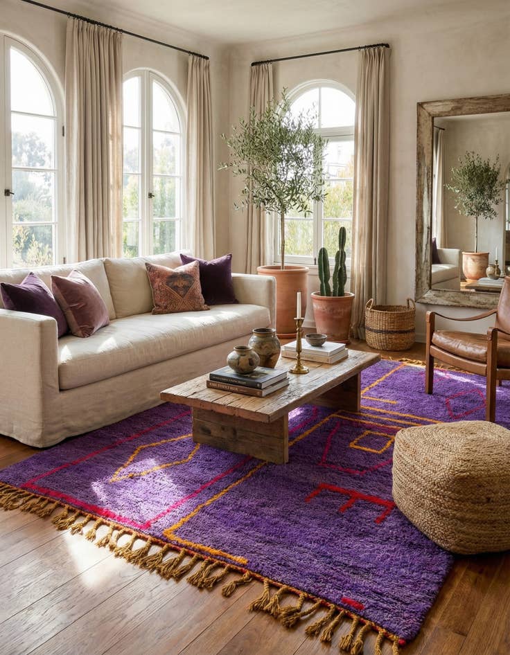 Detail image of  6' 7 x 9' 9  Hand Knotted Moroccan Wool Rug