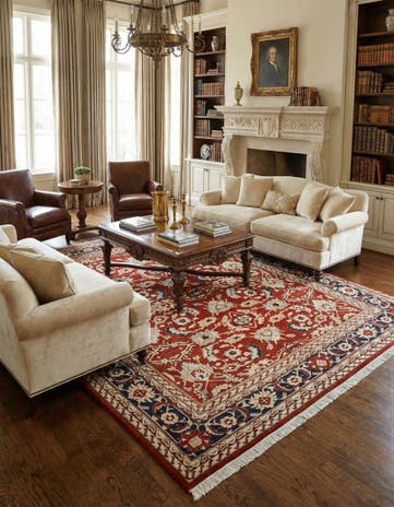 8' 5 x 9' 11 Hand Knotted Indo Tabriz Wool Rug