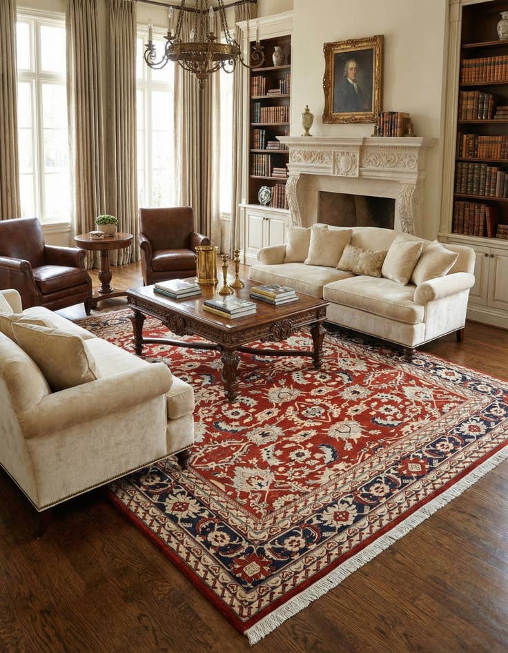 Detail image of  8' 5 x 9' 11  Hand Knotted Indo Tabriz Wool Rug