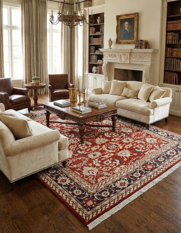 8' 5 x 9' 11 Hand Knotted Indo Tabriz Wool Rug