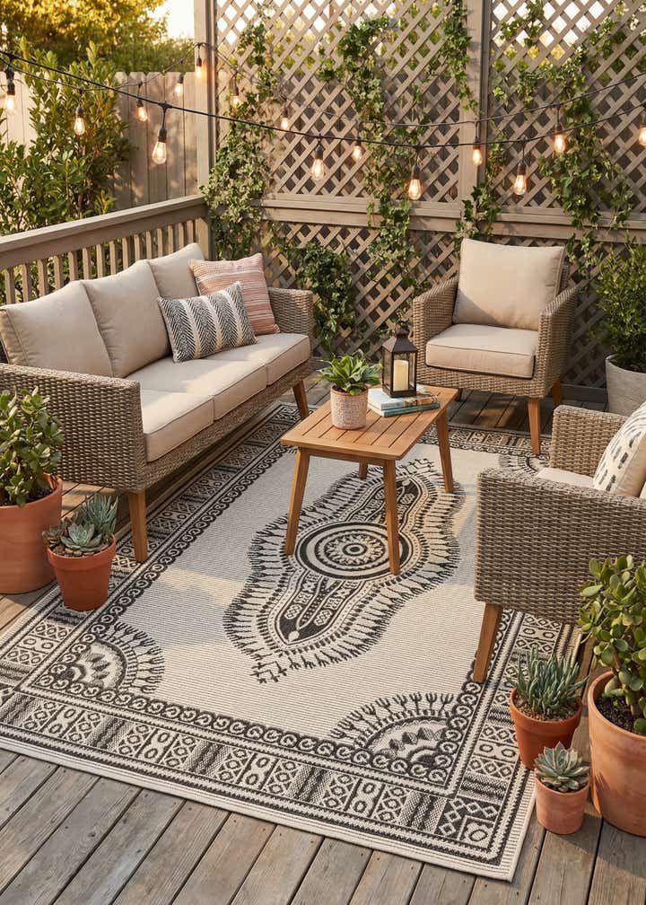 5' 3 x 8' Easy-Clean Traditional Indoor / Outdoor Rug