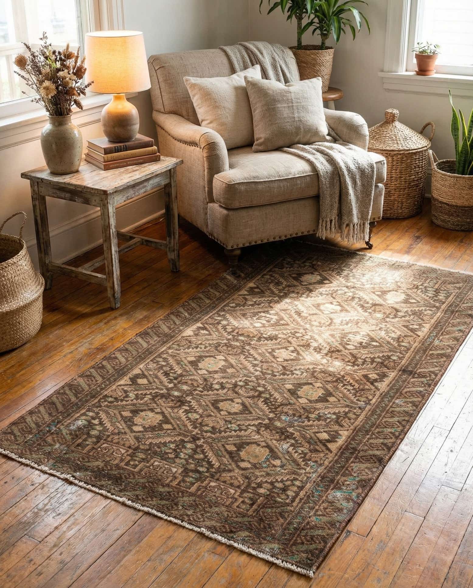2' 5 x 4' 9 Hand Knotted Ultra Vintage Persian Wool Runner Rug