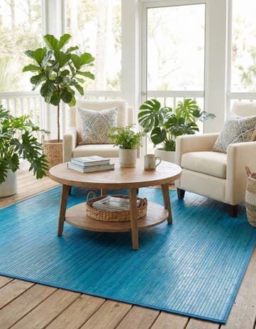 Blue Bamboo Square Rug