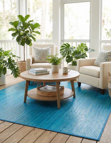 Blue Bamboo Square Rug