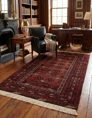 3' 5 x 6' 10 Hand Knotted Afghan Akhche Wool Rug
