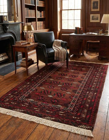 3' 5 x 6' 10 Hand Knotted Afghan Akhche Wool Rug