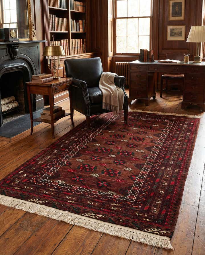 3' 5 x 6' 10 Hand Knotted Afghan Akhche Wool Rug