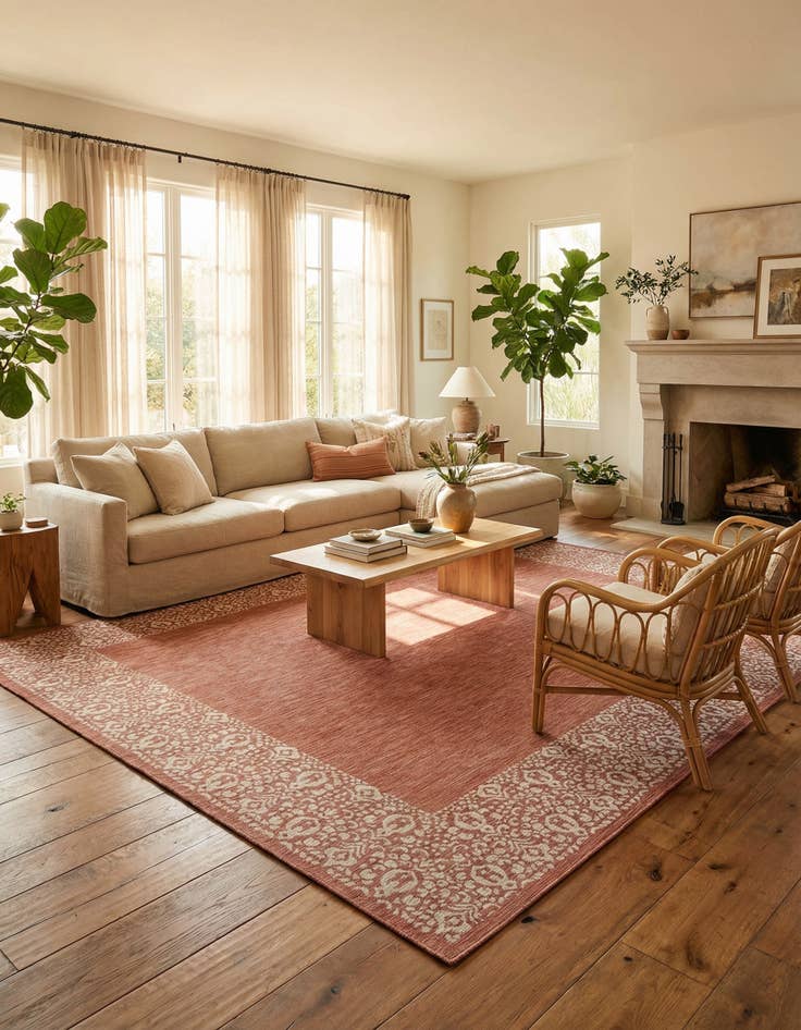 Detail image of  13' x 13'  Washable Border Indoor / Outdoor Square Rug