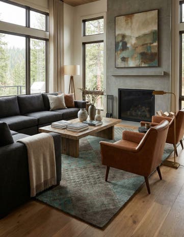 8' x 9' 10 Hand Knotted Modern Manshu Wool Rug